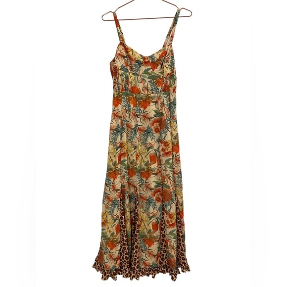 HUTCH X ANTHROPOLOGIE Corset Mixed Floral Leopard Print Maxi Dress Size 6 VGUC - Picture 5 of 9